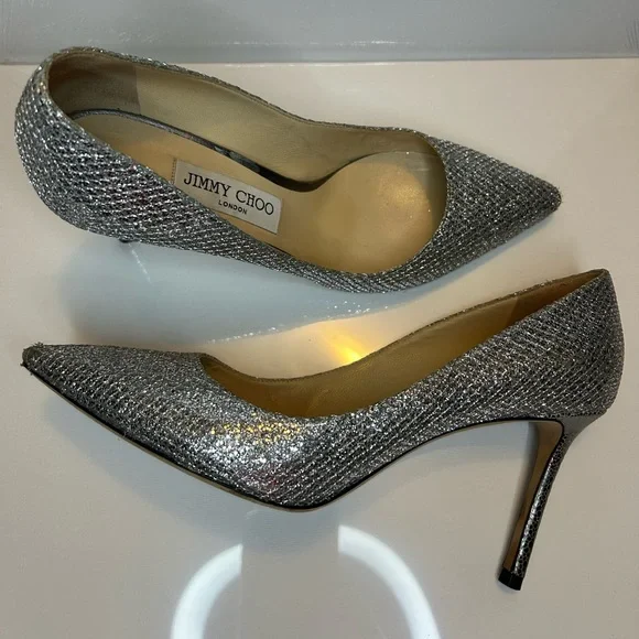 Jimmy Choo Silver Remy Heels - Picture 2 of 12